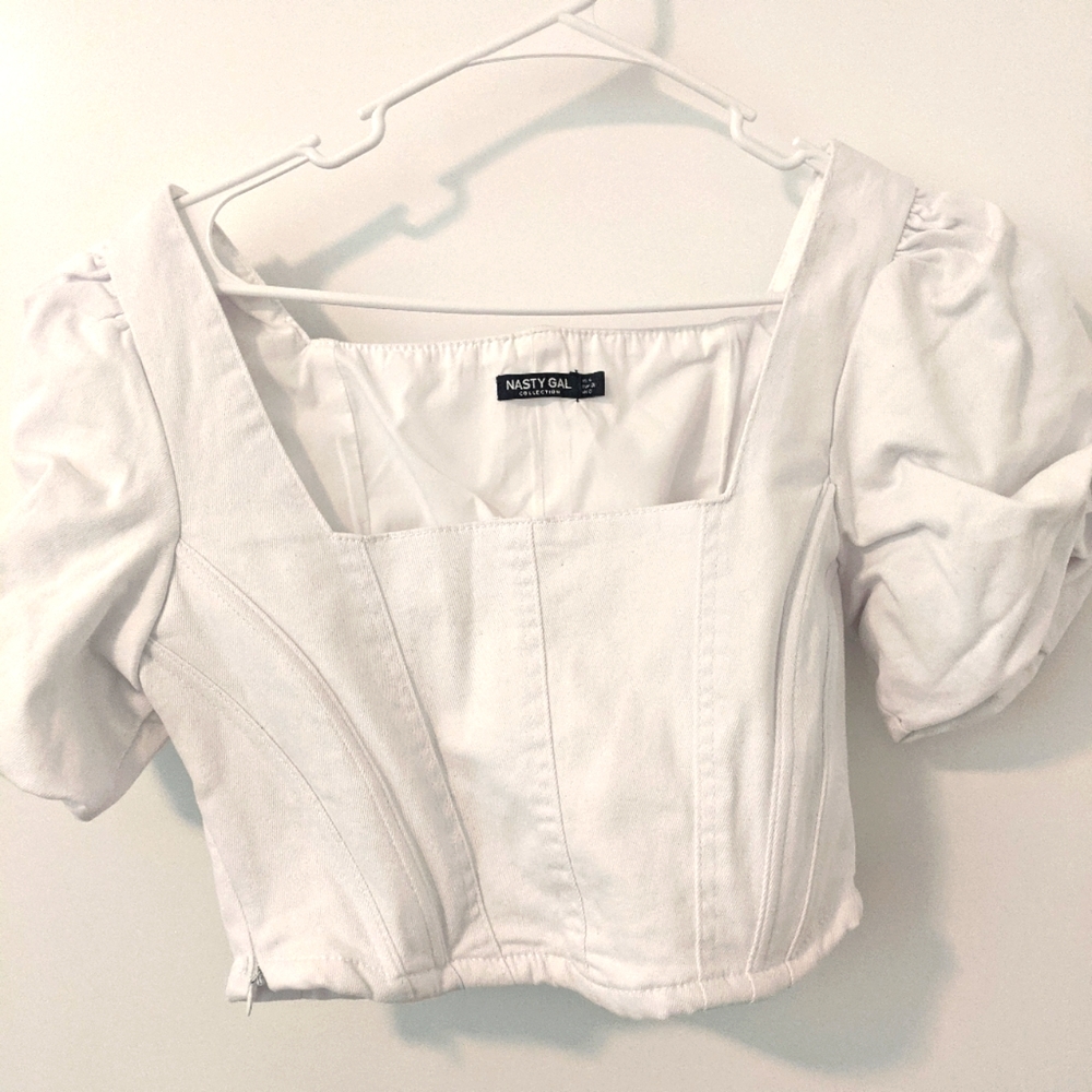 Nasty Gal White Denim Top